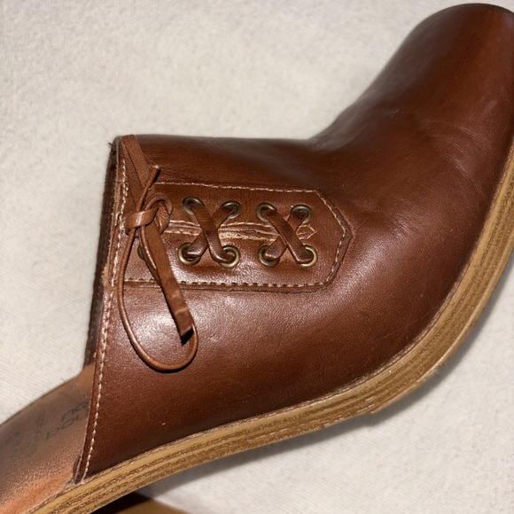 Vintage No Boundaries Brown Leather Heeled Clogs Coastal Cowgirl Boho Y2K Sz 8.5 - Picture 12 of 12